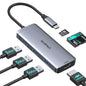 USB C Hub Adapter for MacBook Air, USB-C HD MI Dongle for MacBook Pro, 6 in 1 USBC HDMI Multiport Adapter Mac Converter with 4K HDMI, 3 USB 3.0,SD/TF for Dell XPS, HP, Surface and Other Type C Devices
