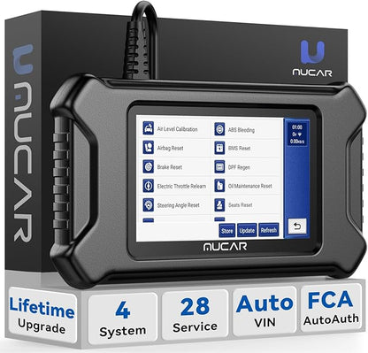 MUCAR CS90 OBD2 Scanner Diagnostic Tool with 28+ Reset Services, Oil/EPB/SAS/BMS/Injector, ABS Bleeding, Throttle Relearn, ABS SRS Engine Transmission Code Reader, FCA AutoAuth, Lifetime Free Update