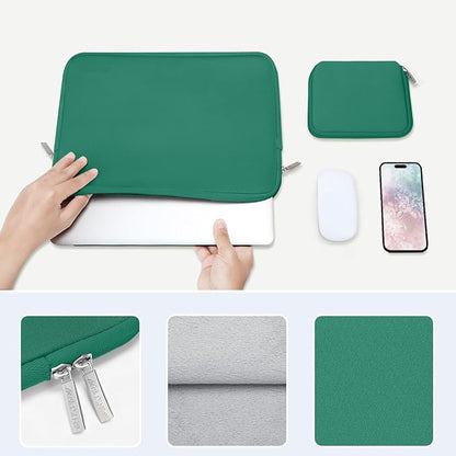 MOSISO Laptop Case 13.3 inch, 13-13.3 inch Laptop Sleeve Bag Compatible with MacBook Air/Pro 13 / Pro 14, HP Dell ASUS Lenovo Notebook, Neoprene Computer Sleeve Bag with Small Case, Peacock Green