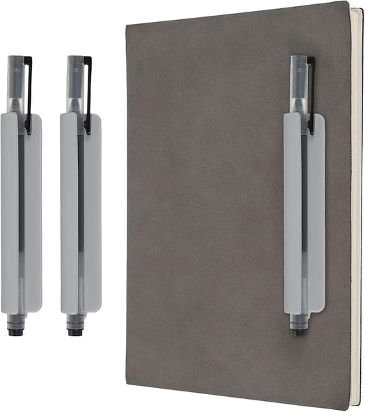 PATIKIL 2 Pcs Adhesive Pencil Holders, 105mm Long Universal Pencil Clip Silicone Pen Holder Office Pen Organizer for Desk Wall Clipboard Notebook Tablet Case Stylus, Grey