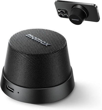 MOMAX Magnetic Portable Bluetooth Speaker - Mini Waterproof Shower Speaker with Bass, 12H Playtime, Outdoor Speaker True Wireless Stereo Pairing for Golf, Beach, Home, Travel, Gift Ideas
