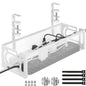 Under Desk Cable Management Tray, 15.7'' No Drill Steel Desk Cable Organizers, Wire Management Tray Cable Management Rack (1 Pack-White)