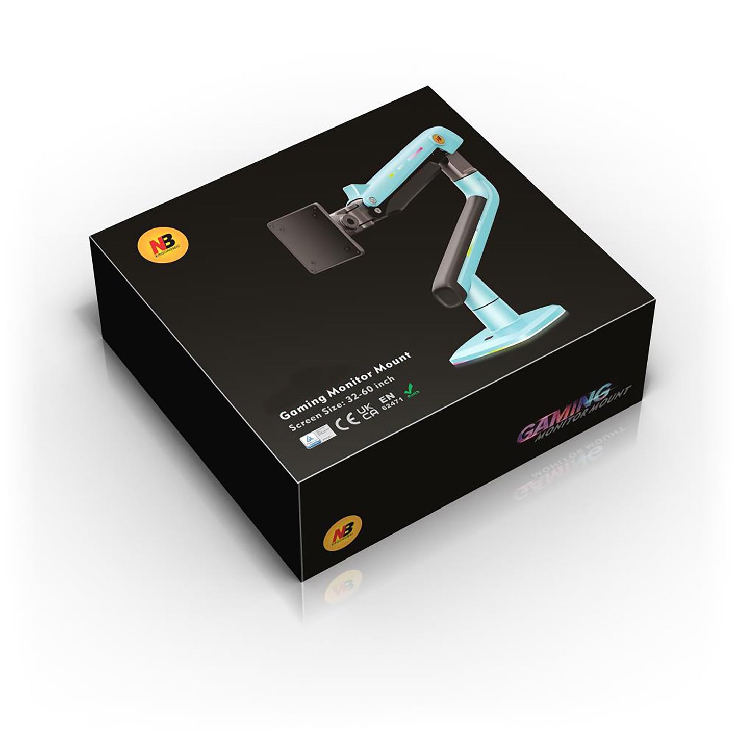 NB Gaming Monitor Arm or for 32 to 60 Inches Screen, Load up to 20 kg, VESA 75/100, RGB-Light, Heavy Duty, Multi Angle Adjustable, Premium Aluminum, Blue