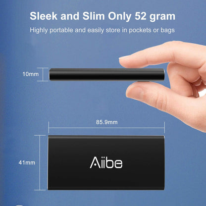Aiibe 256GB External SSD External Hard Drive 256GB USB C Portable SSD, Up to 500MB/s, USB 3.1, External Solid State Drive for Laptop, Mac, PS4 (Black)
