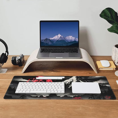 Extended Gaming Mouse Pad, Large Desk Mat XL Anime Mouse Pad Waterproof with Stitched Edges, Non-Slip Desktop Pad for Home and Office, Level Up Your 31.5x11.8 Inch (Snow Mountain)
