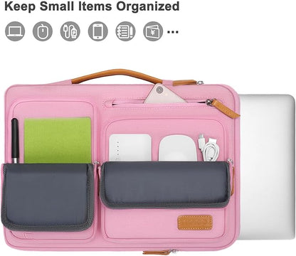 MOSISO 360 Protective Laptop Case 16 inch, 15-15.6 inch Laptop Sleeve Compatible with MacBook Pro 16, HP, Acer, Dell, Lenovo, ASUS, Side Open Carrying Case with 4 Zipper Pockets&Handle, Pink