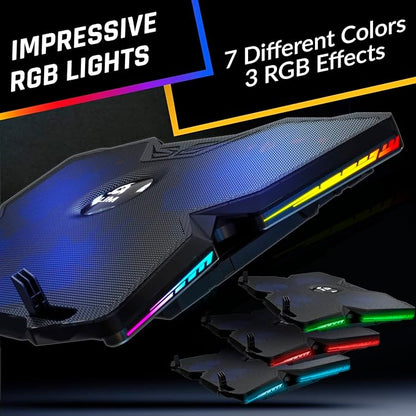 KLIM Wind Laptop Cooling Pad - More Than 500 000 Units Sold - New Version - The Most Powerful Rapid Action Cooling Fan - Laptop Stand with 4 Cooling Fans at 1200 RPM - USB Fan - PS5 PS4 - RGB