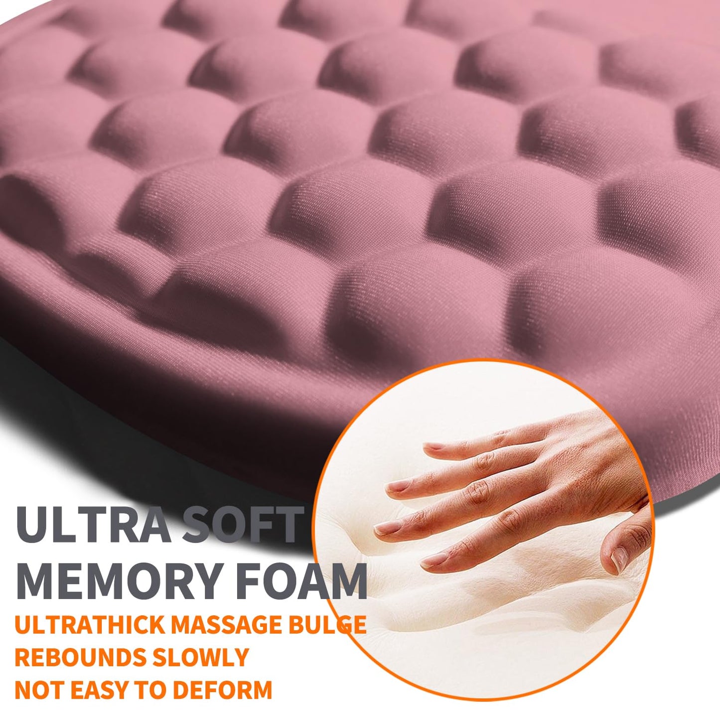 Armanza Ergonomic Joint Wrist Support Mouse Pad with Memory Foam Cushion Massage Bump, Carpal Tunnel Pain Relief Mousepad Slope Design for Wrist Rest, 11.8x7.9 in, RosyBrown