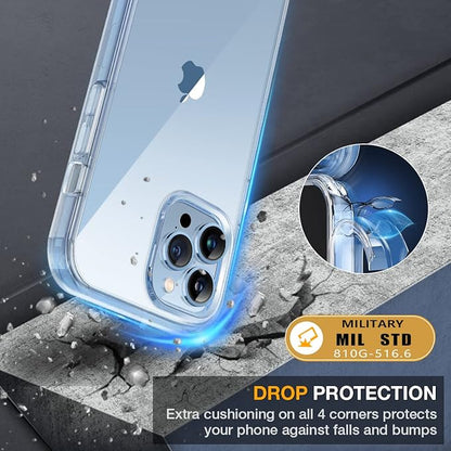 Miracase Glass Case for iPhone 13 Pro Max 6.7 inch, Upgrade Full-Body Clear Phone Bumper Case Cover with Built-in 9H Tempered Glass Screen Protector, Clear