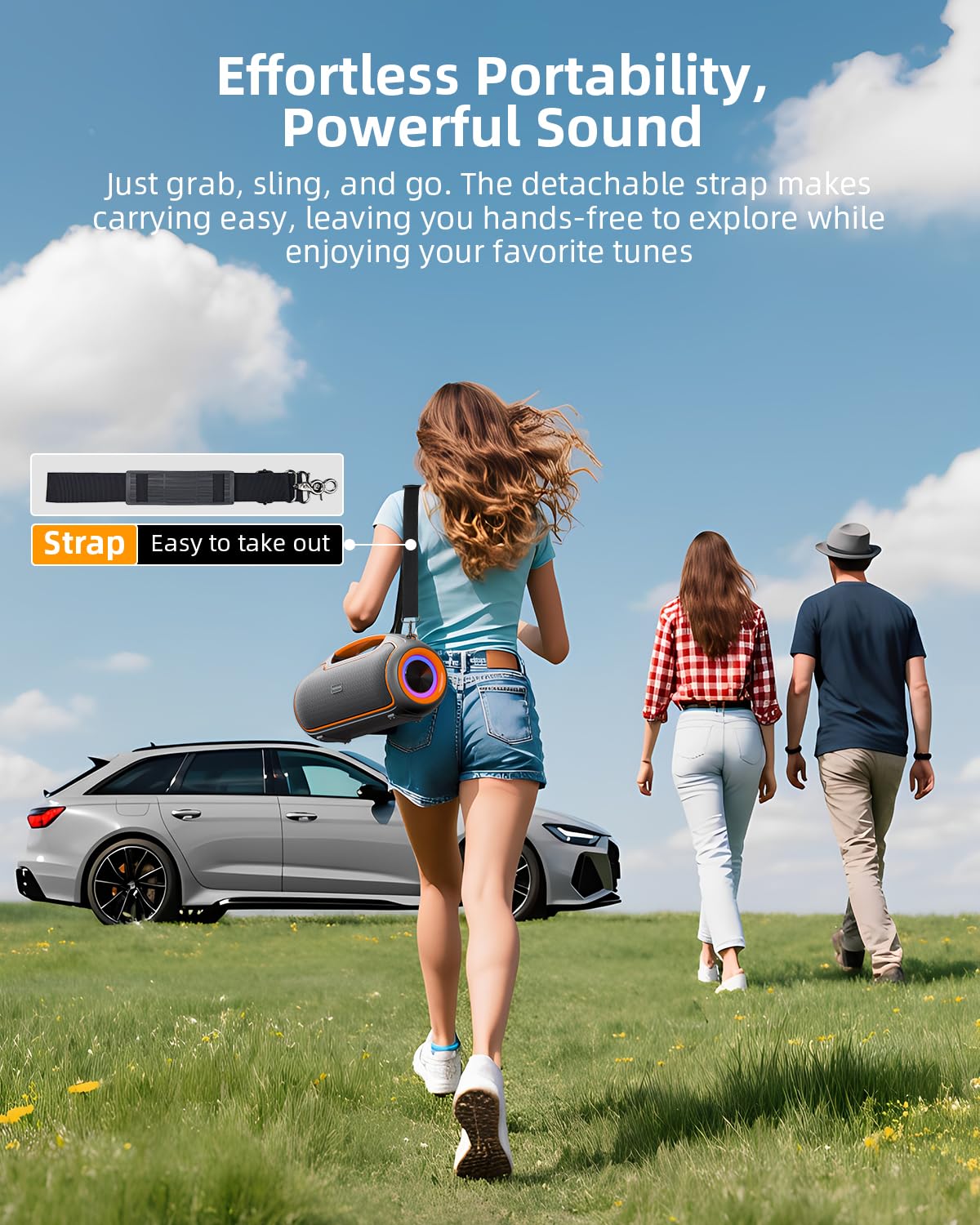 Upgrade Portable Bluetooth Speakers Wireless, 200W PEAK Loud Outdoor Speaker with Deep Bass, IP65 Waterproof, BT5.4, USB-C, RGB Lights, for Party, Camping, Beach, Large Workshop, Garage, 24H Playtime