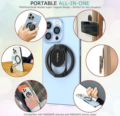 Magnetic Phone Ring Holder, Double Adjustable Phone Grip and Stand Compatible with MagSafe Ring Holder, Compatible with PopSockets MagSafe Ring Removable for iPhone & Android Phone, Purple