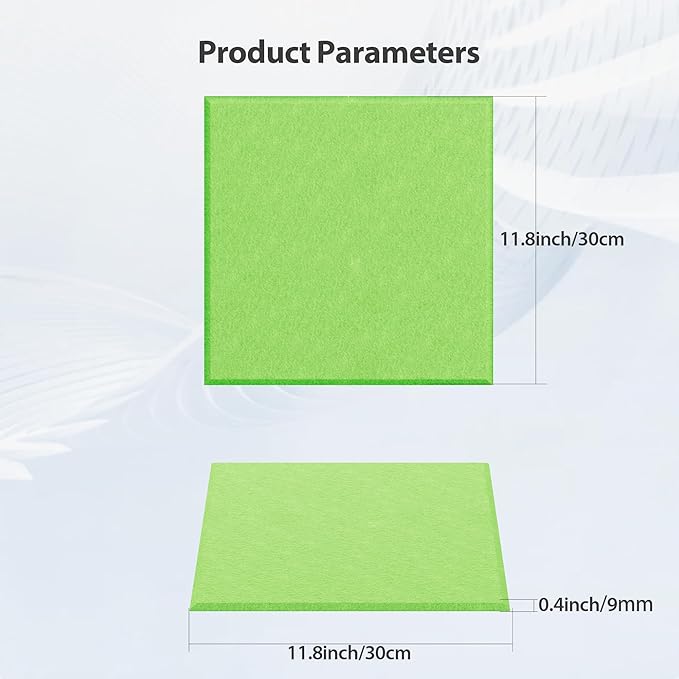 12 Pack Acoustic Panels Self Adhesive Sound Proof Foam, High Density Sound Acoustic Panel, 12X12X0.4 Inch Square Panels in Home, Office, Reccording Room, Studio,and more(Fruit Green)