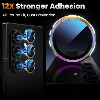 YWXTW for Samsung Galaxy Z Fold 7 Camera Lens Protector, [12X Stronger Adhesion] Individual Anti Scratch Metal Ring Tempered Glass Camera Screen Protector for Z Fold 7 Accessories 2025 (Multi-Coloured)