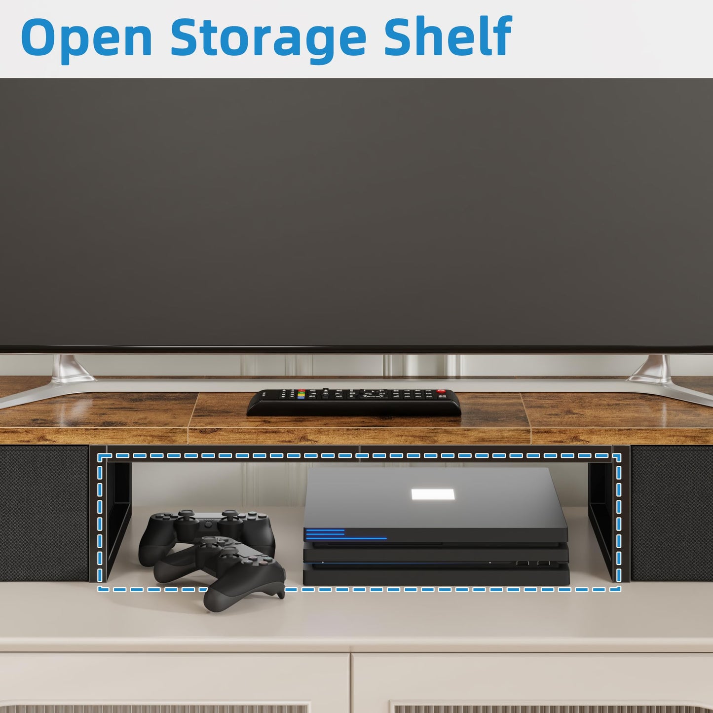 YAOHUOO 45" Large TV Riser with Fabric Drawers for 32-60 inch TV