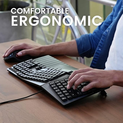 Perixx PERIBOARD-535RD Wired Ergonomic Mechanical Split Keyboard - Low-Profile Red Linear Switches - Programmable Feature with Macro Keys - Compatible with Windows and Mac OS X - US English, Black