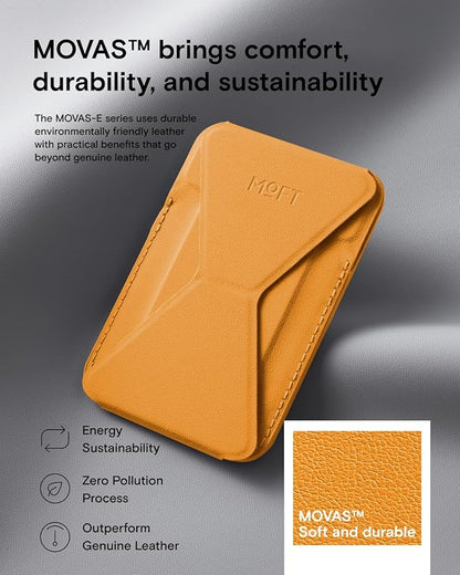 MOFT Magnetic Wallet Stand Compatible with iPhone 16/15/14/13/12 Series, Angle Adjustment MOVAS Phone Stand, Orange