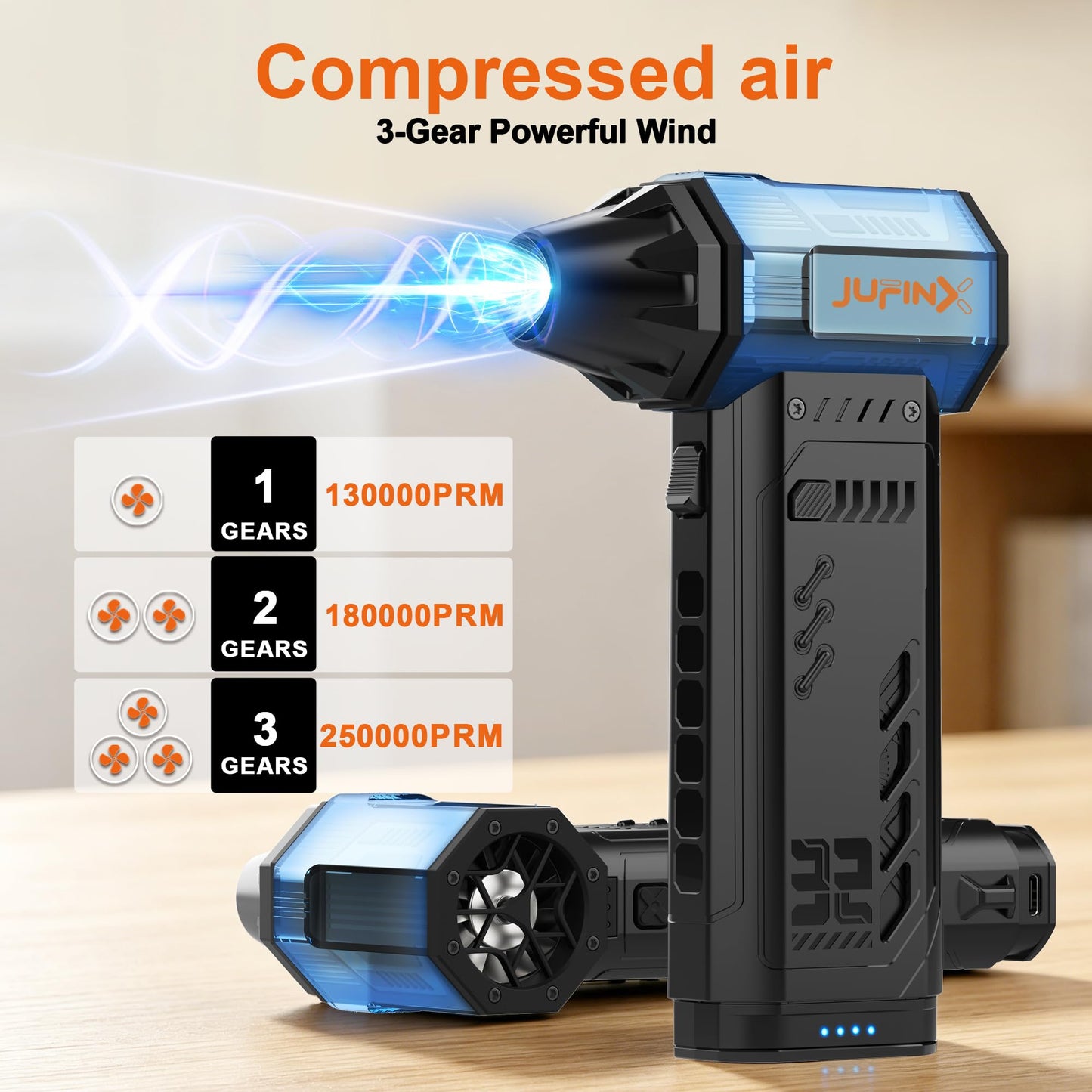 Electric air Duster，250,000RPM Super Power mini Blower,2 Swappable Battery