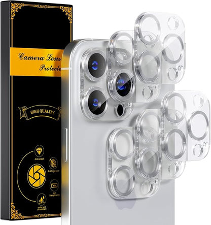 beuxece for 6 Pack iPhone 15 Pro/iPhone 15 Pro Max Camera Lens Protector [Drop Protection] [Case Friendly] [Easy Installation] 9H Tempered Glass Camera Screen Protector Cover, CD Silver