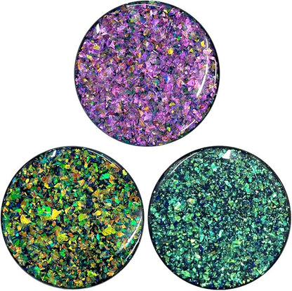 3 Pack Fashionable Clear Glitter Expandible Collapsible Moblile Phone Grip Stand Holder for Smartphones and Tablets Cell Phone Accessory-5 ((Rose Gold Mix Colorful Glitter Purple Blue))