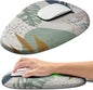 Hokafenle Ergonomic Mouse Pad Wrist Support with Stepped-Wedge Design, Wrist Rest Pain Relief Mousepad Filled with Memory Foam, Carpal Tunnel Mousepad for Wireless Mouse(12x8 inch, Abstract Leaves)