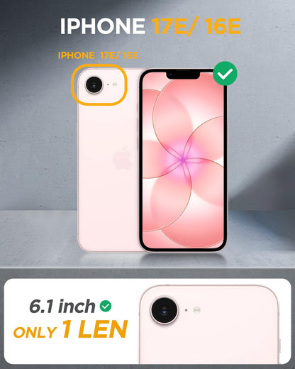Miracase for iPhone 17e Case & iPhone 16e Case, Full-Body Phone with Built-in Glass Screen Protector, [Magnetic with MagSafe] Military Drop Proof 17 E/ 16 E Cover Bumper 6.1 inch, Pink