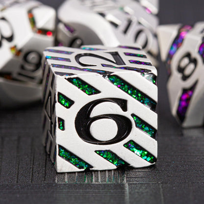 Maywin Luxury Inlay Metal Dice Set, Heavy Zinc Alloy Dice with Decorative Inlay for DND & RPG Games