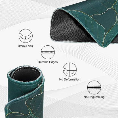 JIKIOU 3 Pack Mouse Pad with Stitched Edge, Comfortable Mouse Pads with Non-Slip Rubber Base, Washable Mousepads Bulk with Lycra Cloth, Mouse Pads for Computers Laptop Mouse 10.2x8.3x0.12in Leaf
