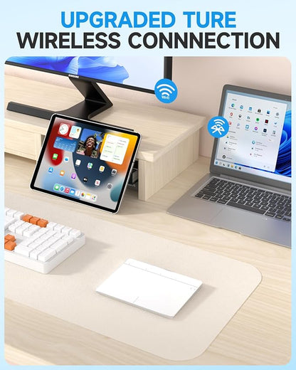 Wireless Bluetooth Trackpad for Windows 10/11, Supports 3 Connection Modes, Portable High-Precision Multi-Gesture Touchpad Mouse Compatible with PC Laptop Computer (White)