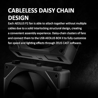 GAMDIAS 120mm PWM ARGB Case Fan x3 & 3 Reverse Blades Included, Sync with ARGB Motherboards, Easy Cable Management with Cabless Daisy Chain, Quiet & 75CFM Airflow with 2400 RPM, Aeolus P2