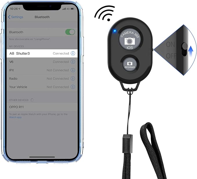 Wireless Camera Remote Shutter for Smartphones (2 Pack), zttopo Wireless Phone Camera Remote Control Compatible with iPhone/Android Cell Phone - Create Amazing Photos and Selfies, Wrist Strap Included