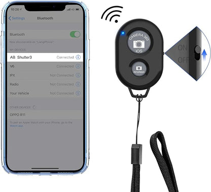 Wireless Camera Remote Shutter for Smartphones (2 Pack), Zttopo Wireless Phone Camera Remote Control Compatible with iPhone/Android Cell Phone - Wrist Strap Included Black&White
