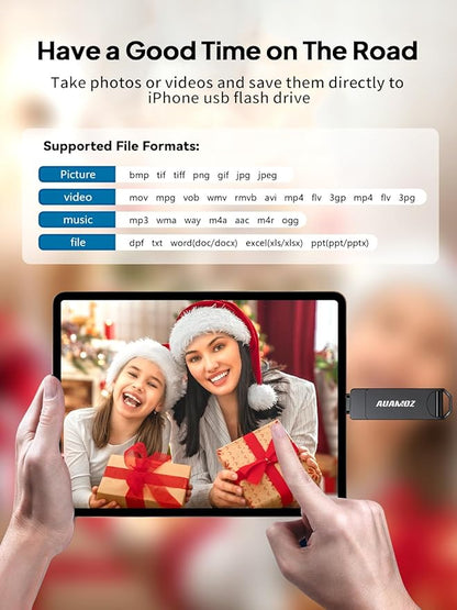 512GB Flash Drive Intended for iPhone, Memory Stick Storage Files Photos Videos Backup, Compatible with iPhone iPad Android PC, Plug and Play, No Application Required (Metal Gray)