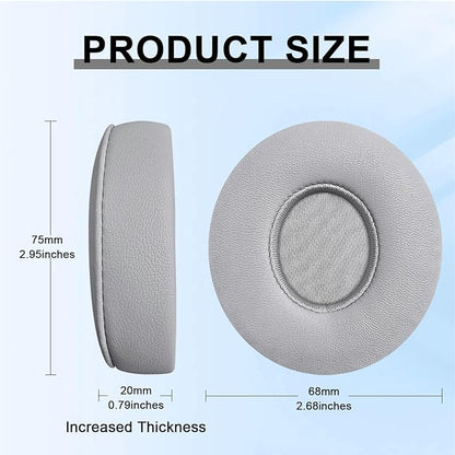 Replacement Ear Pads for Beats Solo 2 & Solo 3 Wireless On-Ear Headphones, Ear Cushions, Headset Earpads, Ear Cups Cover with Soft Protein Leather (Grey)