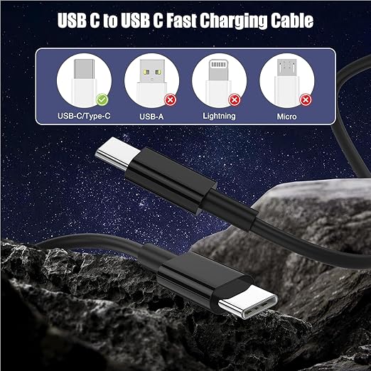 3-Pack Black [3.3FT+6.6FT+6.6FT] 60W USB C to USB C Cable, Type C Fast Charging Cable for iPhone 16 15 Pro Plus Pro Max，for Galaxy S24 S23, for iPad Pro/Air, for MacBook Pro/Air and More