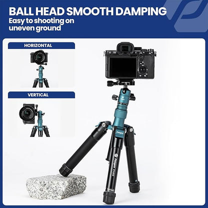 Fotopro Mini Tripod with Ball Head Phone Mount Detachable Selfie Stick Folded only 8.6" Max Load up to 6.6 lbs FY-810 Blue