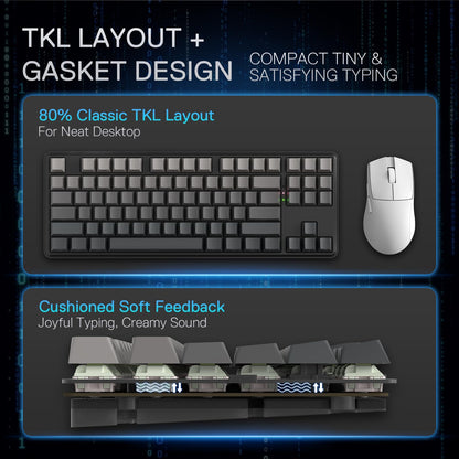 Redragon K707 PRO GB 80% Gasket RGB Gaming Keyboard, 3-Modes Wireless TKL Mechanical Keyboard w/Hot-Swap South-Facing LEDs Socket, PBT Gradient Keycaps & 5-Layer Noise Dampening, Custom Linear Switch