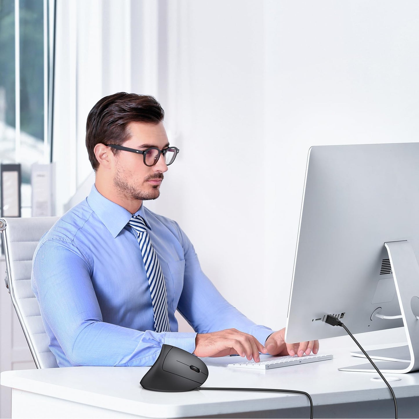 TECKNET Wired Mouse, Comfortable Ergonomic Mouse with 6400 DPI