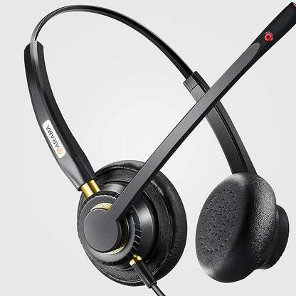 Arama USB Headset with Microphone for PC, Computer Laptop Headphones with Noise Cancelling Mic & Audio Controls for Home Office Business Skype UC Webinar Zoom