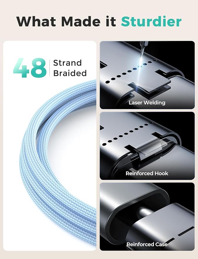 Blue-Upgraded 3 in 2 USB C Cable for Watch Charger Phone Charger USB C Multi Fast Charging Cable Compatible with Watch Ultra/SE/10/9/8/7/6/5/4/3/2/1 & Phone 16/15/14/Galaxy S23-4FT