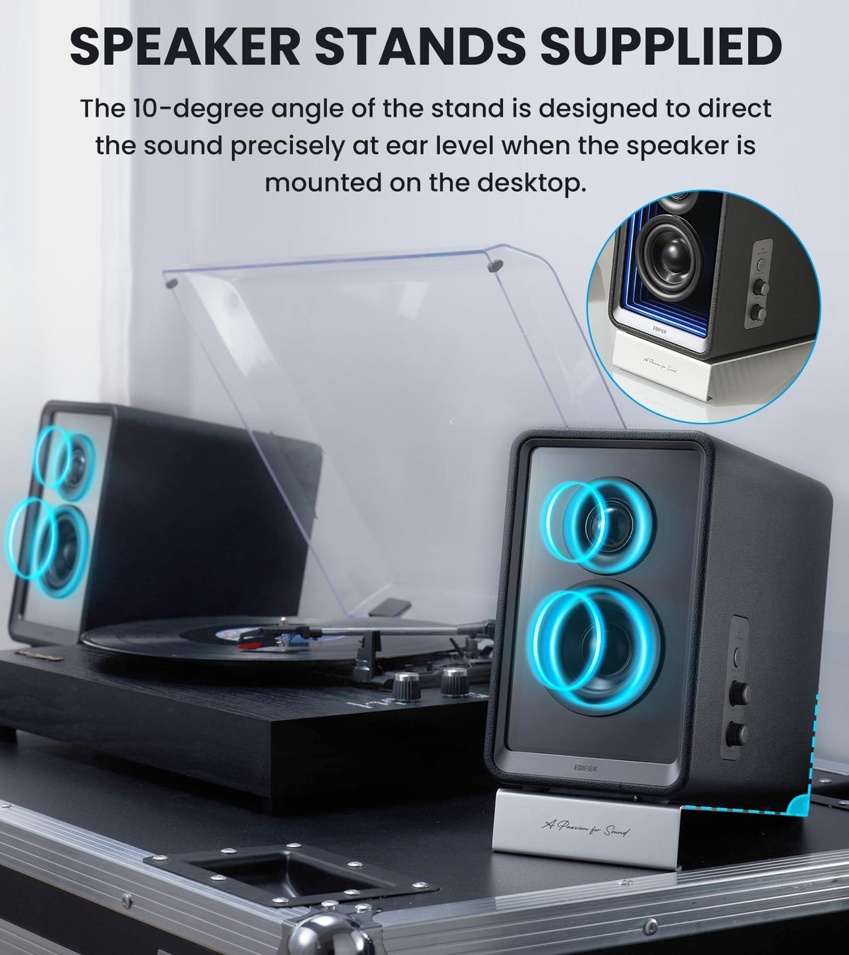Edifier QR65 RGB Light Desktop Active Monitor, 70W RMS, Hi-Res Audio, Black