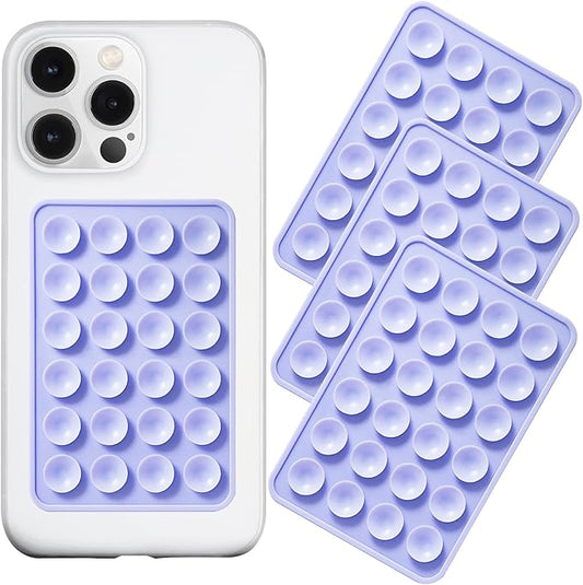 Anteel Silicone Suction Phone Case Mount 3 Pack, Silicon Adhesive Suction Cup Phone Mount, Non Slip Sticky Phone Grip for Cellphone, Strong Grip Holder for Selfies and Videos (Lavender)