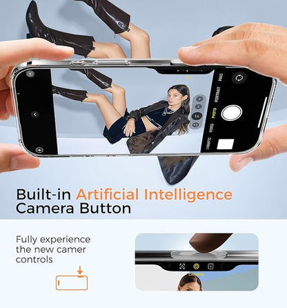 MAGIC JOHN 360° Rotatable Magnetic Invisible Stand for iPhone 16 Case [Camera Control Button] [Compatible with MagSafe] 16FT Military Grade Shockproof for iPhone 16 Case 6.1'' with Kickstand, Clear
