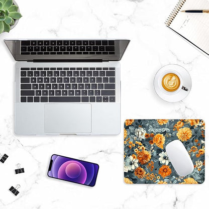ITNRSIIET Mouse Pad with Stitched Edge Premium Textured Smooth Precise Operation Waterproof Washable Non-Slip Rubber Base Desktop Protection Mat, 10.2×8.3×0.12 inches, Beautiful Flowers
