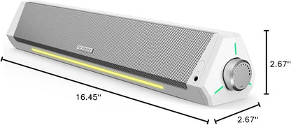 Bluedee Computer Speakers, Bluetooth Computer Soundbar, HiFi Stereo, 3.5mm Aux-in Connection, USB Powered Computer Speakers for Desktop Monitor, PC, Laptop, Tablets