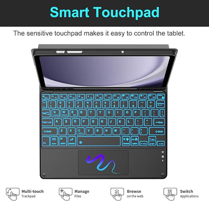 Backlit Touchpad Keyboard Case for Samsung Galaxy Tab A9 Plus 5G 11 Inch 2023 Model (SM-X210/X215/X216/X218), Magnetic Detachable Keyboard Cover with S Pen Holder for Galaxy Tab A9+ 11", (Black)