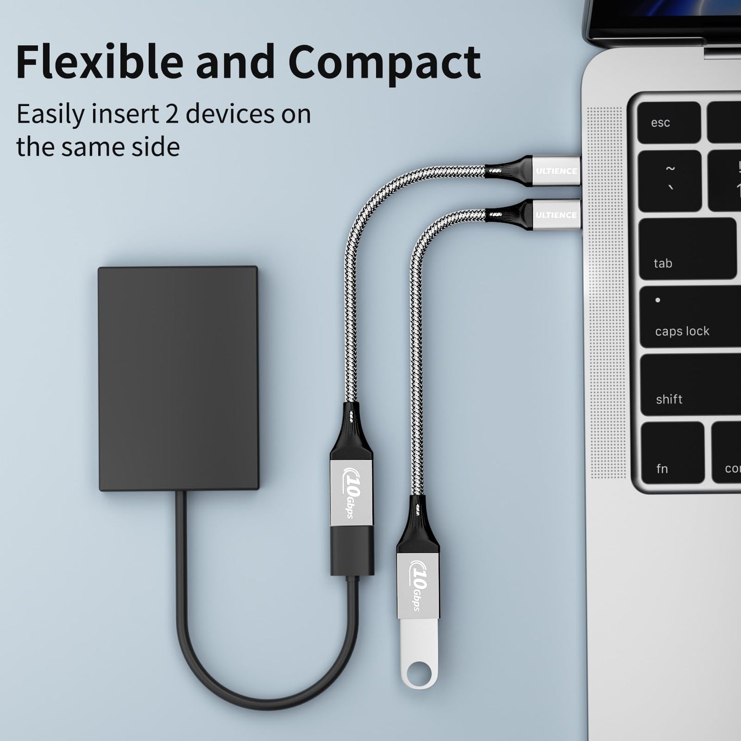 USB C to USB 3.0 Adapter 2 Pack, 10Gbps SuperSpeed - Thunderbolt3 OTG Cable Compatible with MacBook Pro/Air, iPhone 17 16 Pro Max, Samsung S25/S24/S23 (0.59ft, Silver)