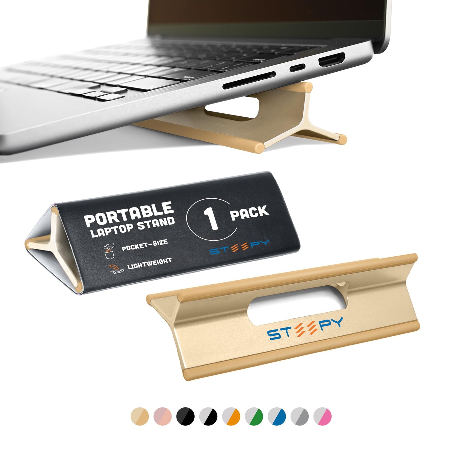 Steepy Portable Laptop Stand for Desk – Adjustable Height & Laptop Holder