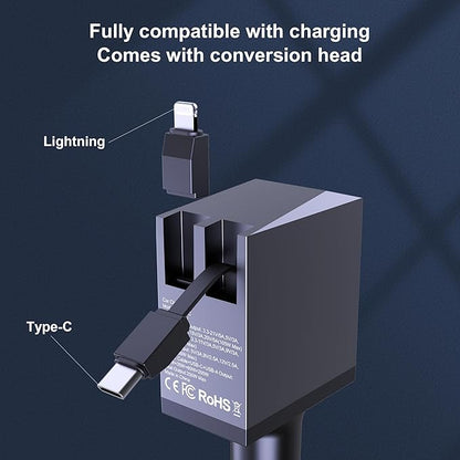 Aftertop 200W Retractable Car Charger, 3-in-1 Independent Fast Charging, 2.3ft 105W Retractable Cable, Power Display USB C Car Charger for MacBook Pro, iPhone 16 15, Galaxy S25 S24 Ultra etc