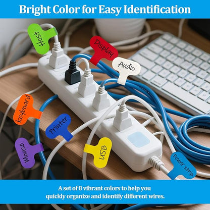 24 Pcs Cable Cord Labels,Wire Labels, Cable Tags, Computers Cable Management and Identification,Multicolored Handwriting Cable Tags