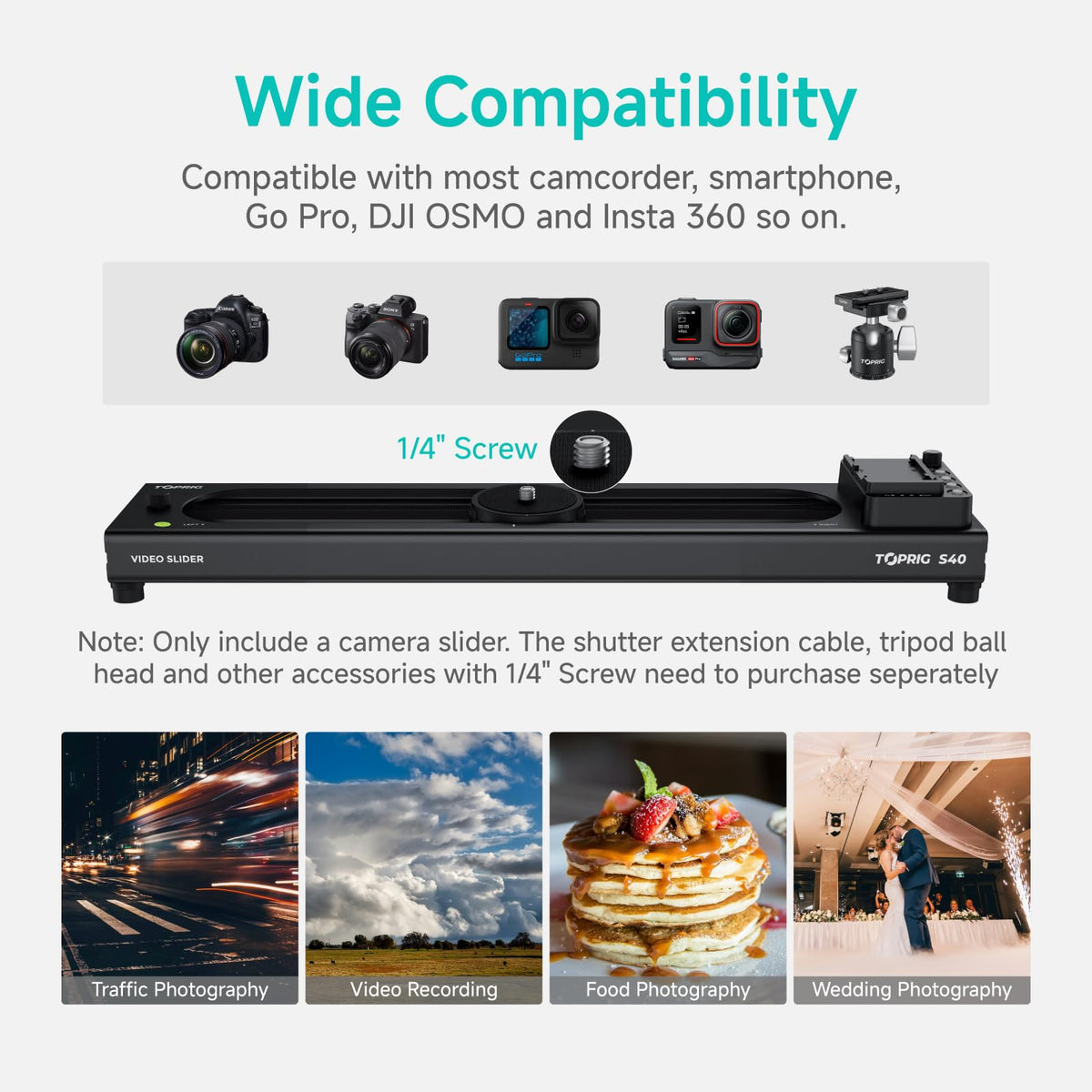 Accsoon Toprig Motorized Camera Slider, Wireless DSLR Video Slider with Button/APP Control, Time-Lapse/Loop Mode, Speed Knob, 120° Panoramic Shooting, Compatible with GoPro, Camera-24inch Video Slider